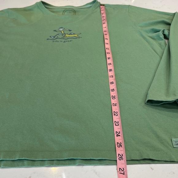 Life is Good Green Running Dog Graphic Long Sleeve Tee Shirt Women’s XL - Picture 10 of 10